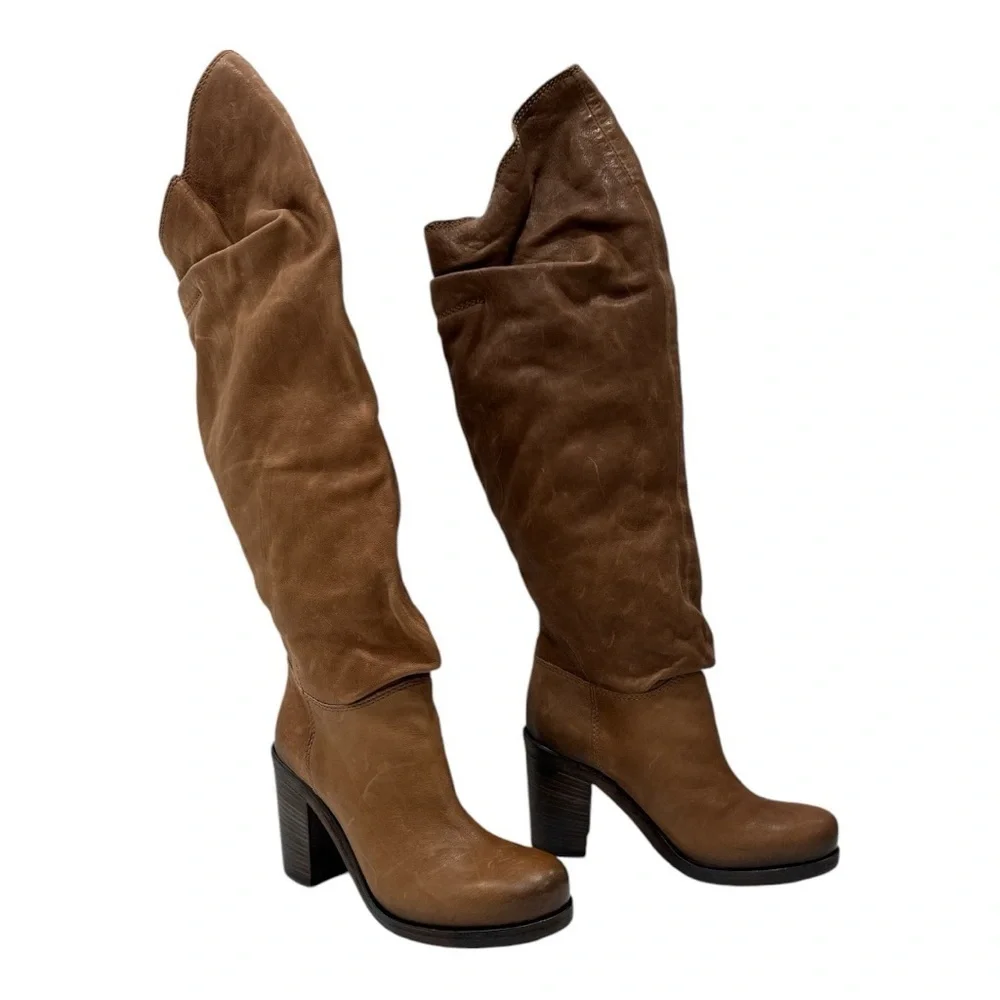 Vic Matie Robust Tray Boots Genuine Leathern Brown SLOUCHY BOOTS size 36 US 6
